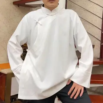 Китайская тибетская рубашка Белые мужские топы весна большой размер 130 см грудь 5XL