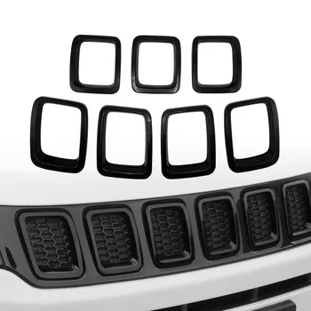 Вставки для решетки радиатора, Крышка решетки из АБС-пластика, Внешние Аксессуары для Jeep Compass MP 2017 2018 2019 2020, черный